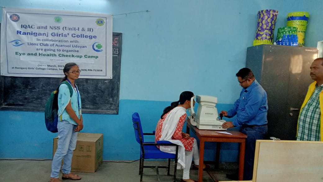 Free Eye check up camp organised by IQAC and NSS Unit I and II of Raniganj Girls' College 2023